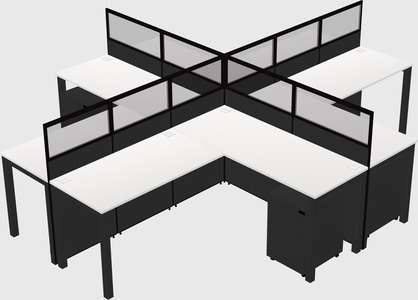 Shared l-shaped cubicles