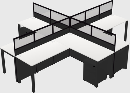 Shared l-shaped cubicles