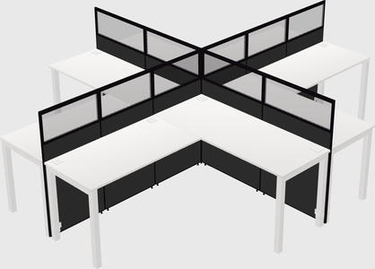 Shared l-shaped cubicles