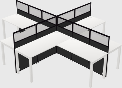 Shared l-shaped cubicles