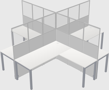 Cubículos compartidos en forma de l