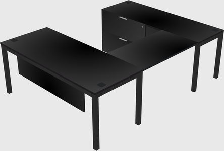 U-shaped desk + file cabinet
