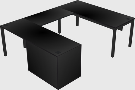 U-shaped desk + file cabinet
