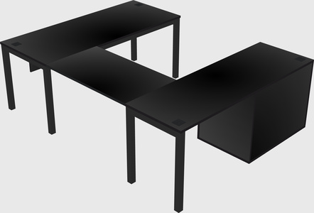 U-shaped desk + file cabinet