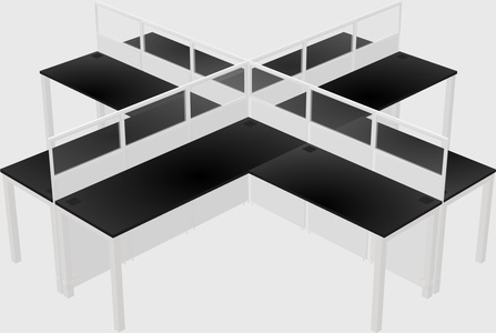 Shared l-shaped cubicles