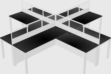 Shared l-shaped cubicles