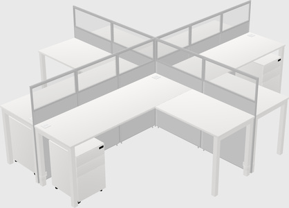 Shared l-shaped cubicles