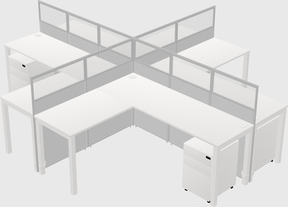 Shared l-shaped cubicles