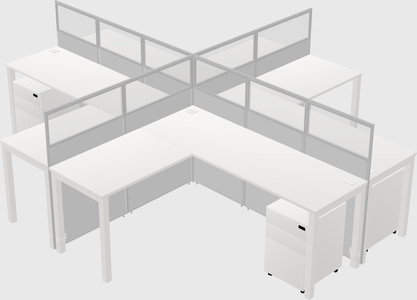 Shared l-shaped cubicles