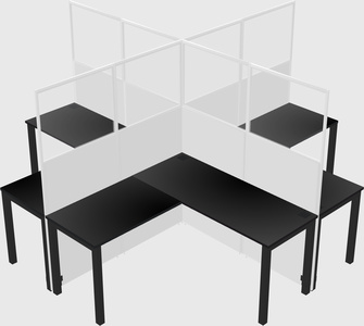 Shared l-shaped cubicles