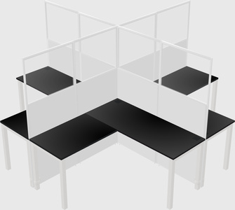Shared l-shaped cubicles