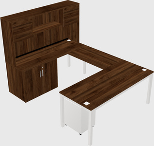 U-shaped desk + cabinet