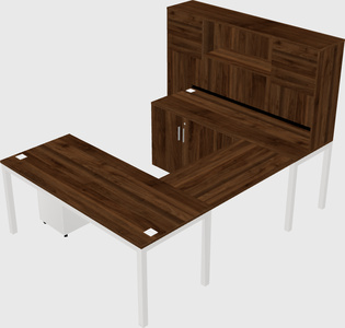 U-shaped desk + cabinet