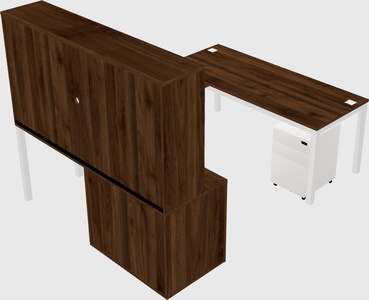 U-shaped desk + cabinet