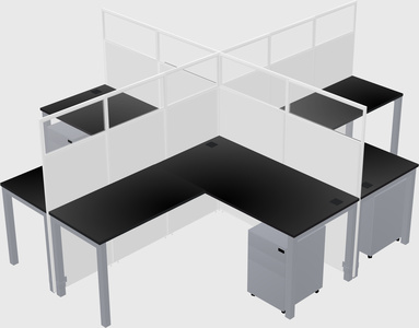 Shared l-shaped cubicles