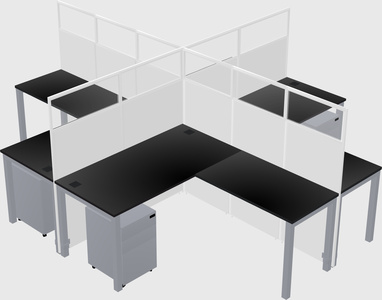 Shared l-shaped cubicles
