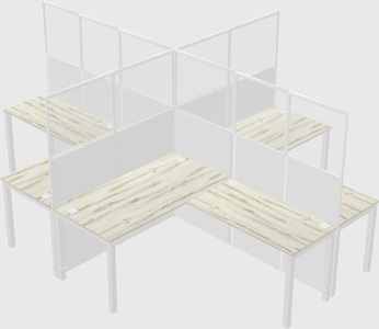 Shared l-shaped cubicles