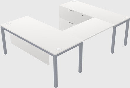 U-shaped desk + file cabinet