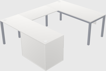 U-shaped desk + file cabinet