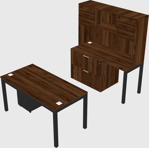 Parallel desk + file cabinet