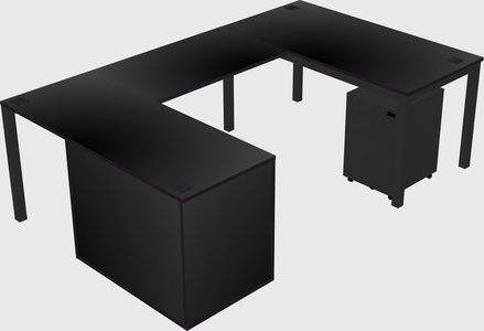 U-shaped desk + file cabinet