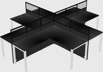 Shared l-shaped cubicles