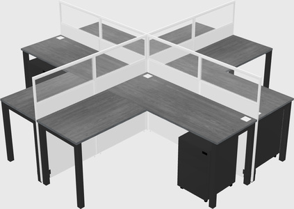 Cubículos compartidos en forma de l