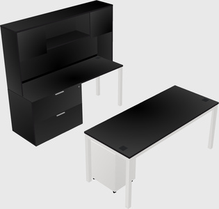 Parallel desk + file cabinet