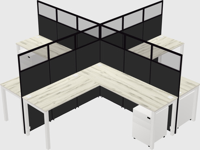 Shared l-shaped cubicles