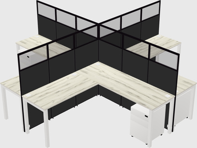 Shared l-shaped cubicles