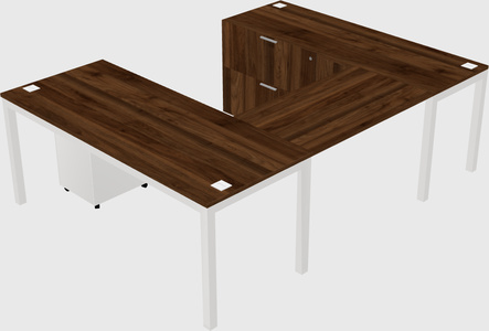 U-shaped desk + file cabinet
