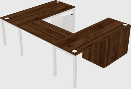 U-shaped desk + file cabinet