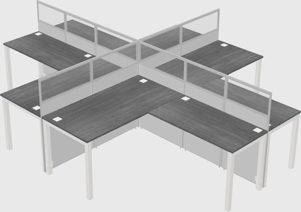Shared l-shaped cubicles