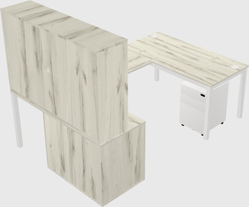 U-shaped desk + file cabinet