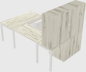 U-shaped desk + file cabinet