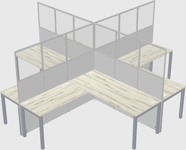 Shared l-shaped cubicles