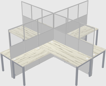 Shared l-shaped cubicles