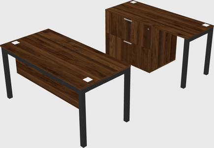 Parallel desk + file cabinet