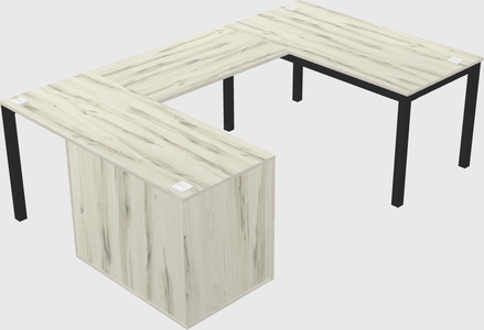 U-shaped desk + file cabinet