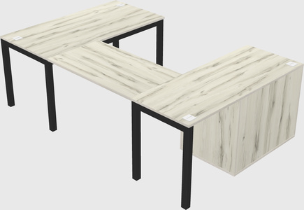 U-shaped desk + file cabinet