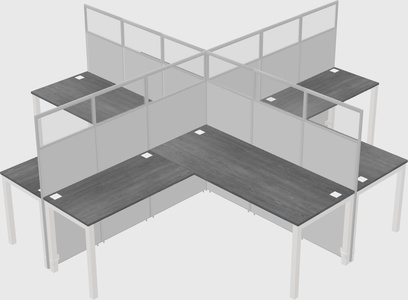 Shared l-shaped cubicles