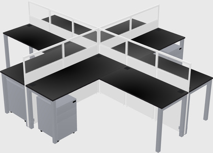 Shared l-shaped cubicles