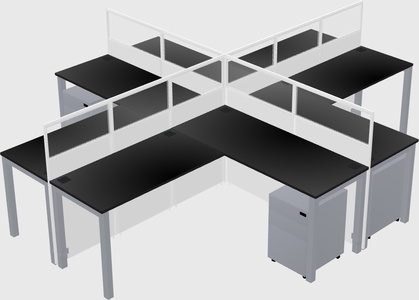 Shared l-shaped cubicles
