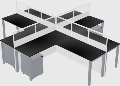 Shared l-shaped cubicles