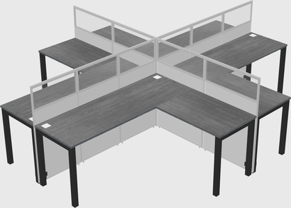 Shared l-shaped cubicles