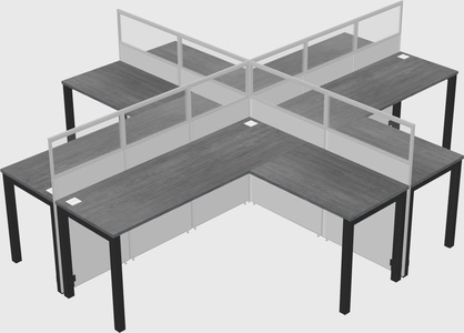 Shared l-shaped cubicles