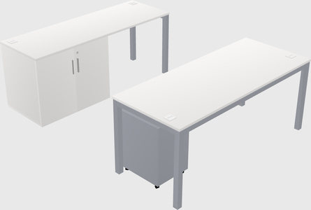 Parallel desk + cabinet