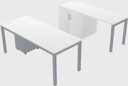 Parallel desk + cabinet