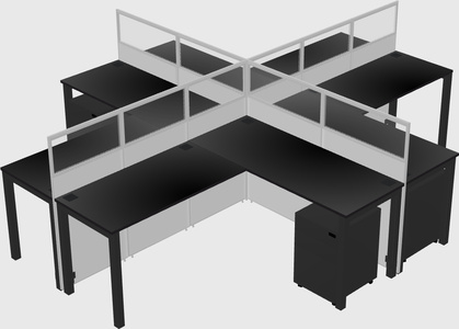Shared l-shaped cubicles