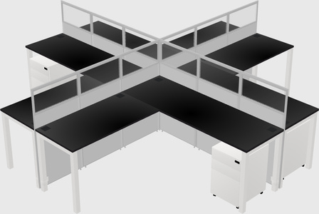 Shared l-shaped cubicles